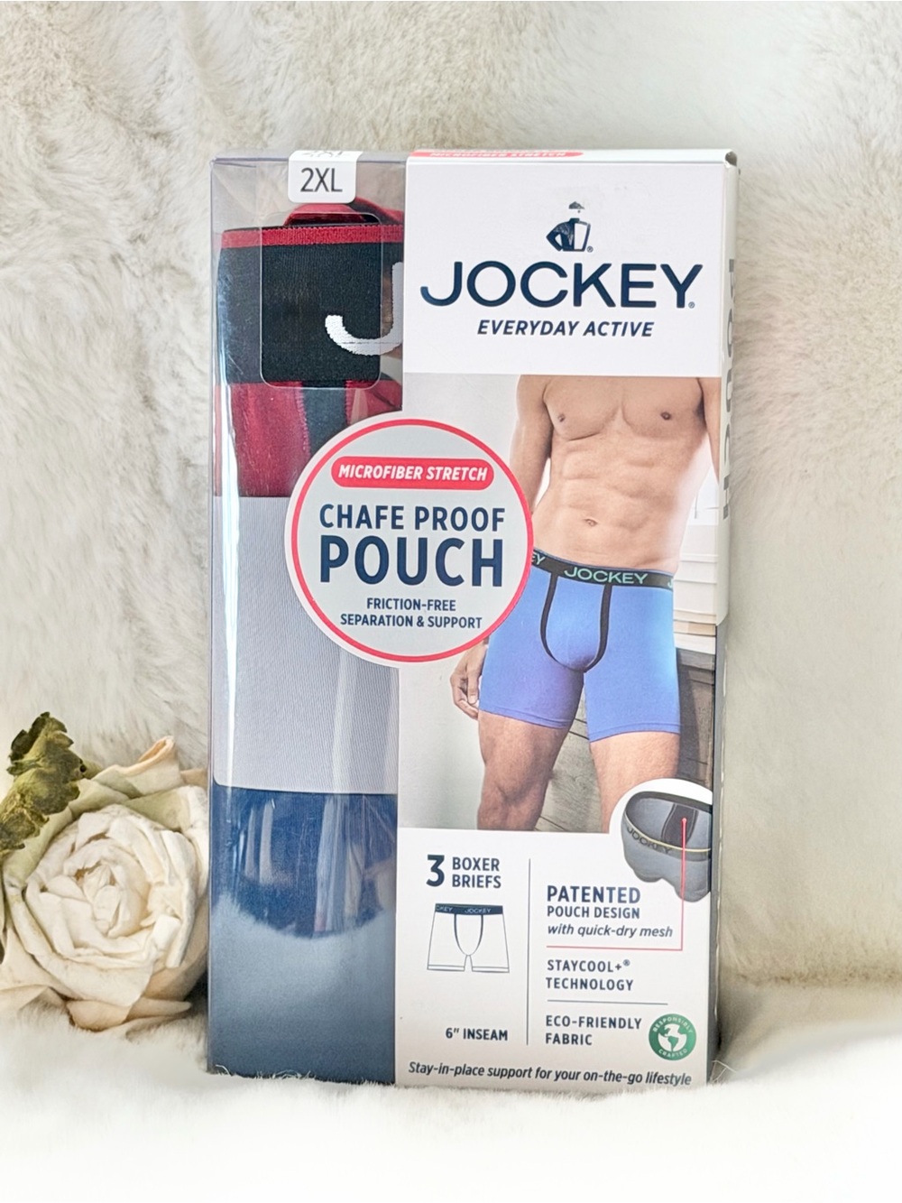 JOCKEY EVERYDAY ACTIVE MICROFIBER STRETCH CHAFE PROOF POUCH Boxer Briefs 3 Pac